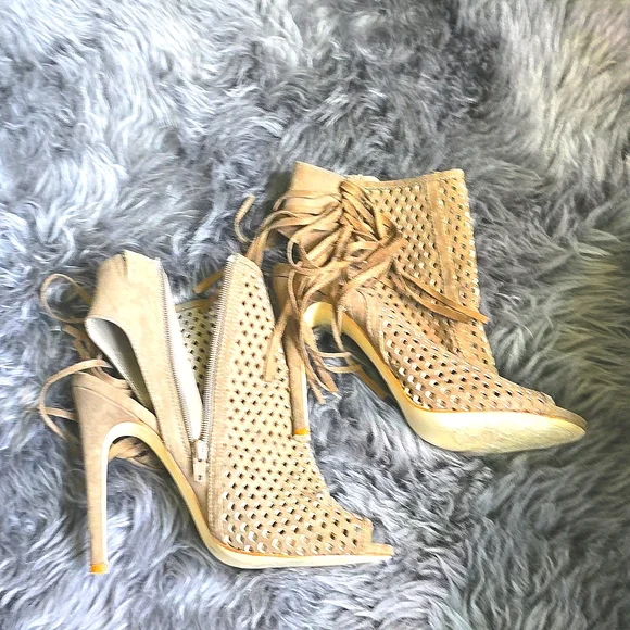 JustFab Tila Ankle Booties in Taupe - Picture 1 of 6